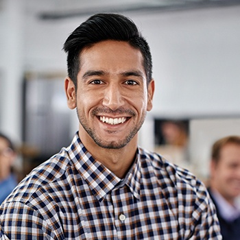 Man sharing healthy smile