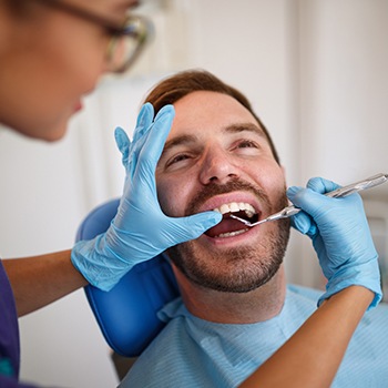 Man receiving dental checkup