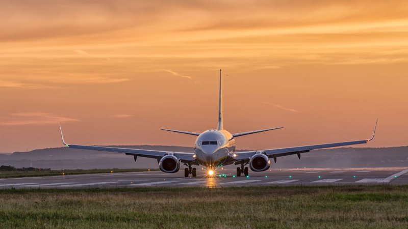 Plane prepares for takeoff