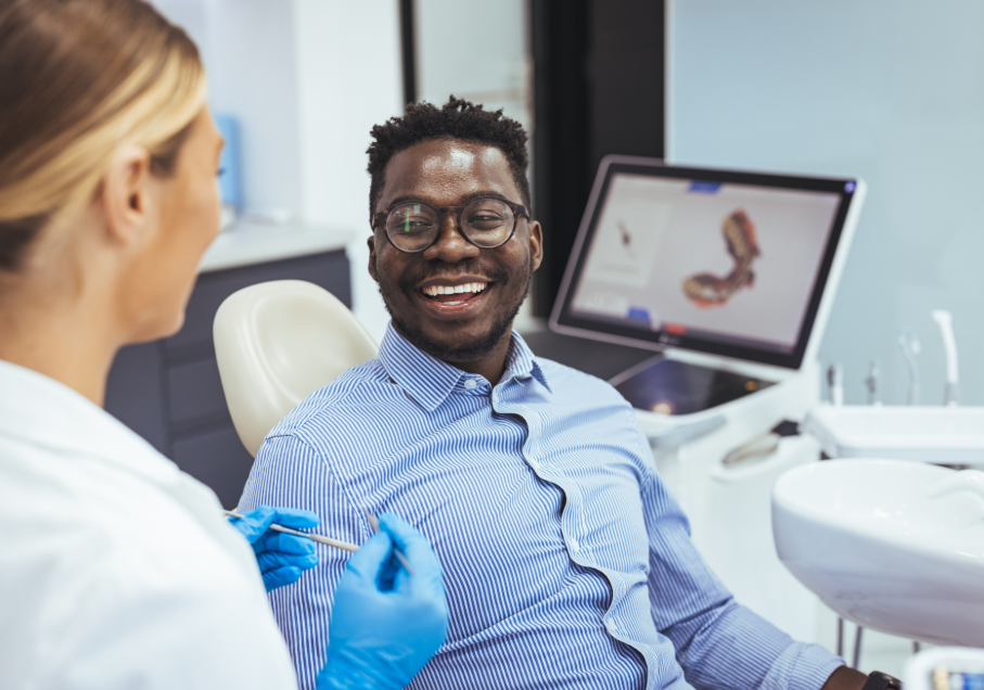 Patient smiling at dentist